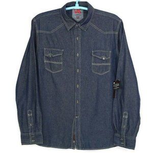 UK Style French Connection Western Denim Jean Shirt Blue‎ XL